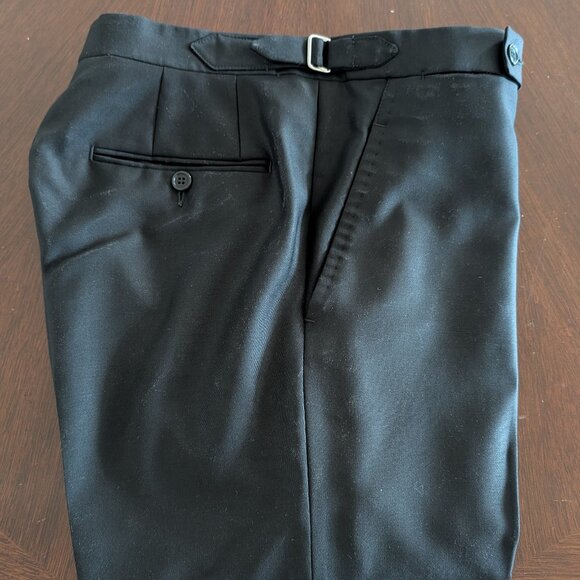 LNWOT Bespoke Vitale Barberis Canonico Custom Black Wool Mohair Pants W33 x L33 - Picture 1 of 5